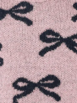 Kinder One Way Mädchen Jaquard Pullover mit Allover Schleifchen-Motiv