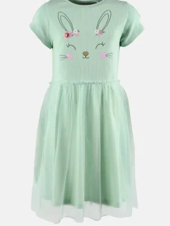 Kinder Bubble Gum Mädchen Kleid mit Hasenprint und Chiffonüberrock