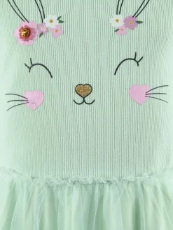 Kinder Bubble Gum Mädchen Kleid mit Hasenprint und Chiffonüberrock