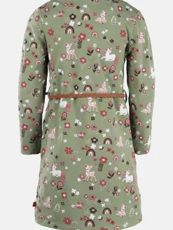 Kinder One Way Mädchen Kleid mit Minimalprint und Gürtel