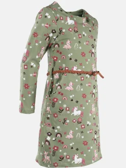 Kinder One Way Mädchen Kleid mit Minimalprint und Gürtel