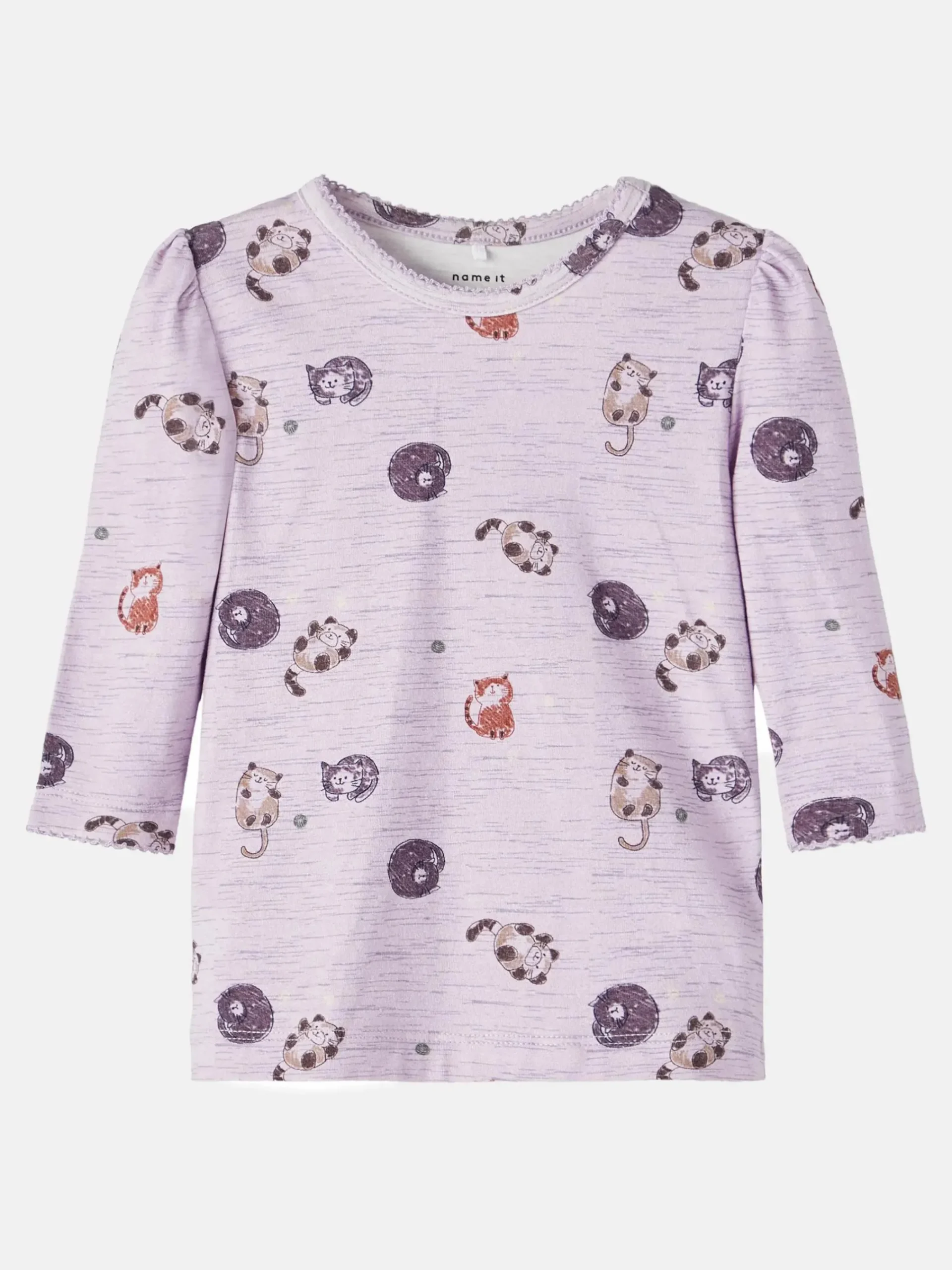 Kinder name it Mädchen Langarmshirt mit Katzenprint