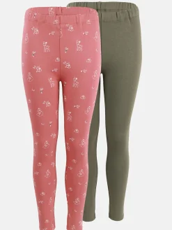 Kinder One Way Mädchen Leggings im 2er Pack, eine unifarben, eine mit Motiv