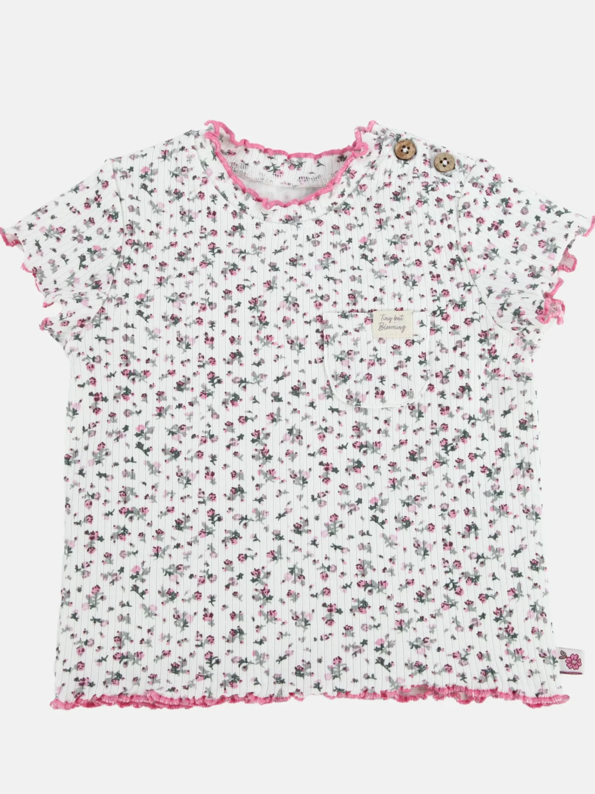 Kinder Bubble Gum Mädchen Rippshirt mit Blümchenprint