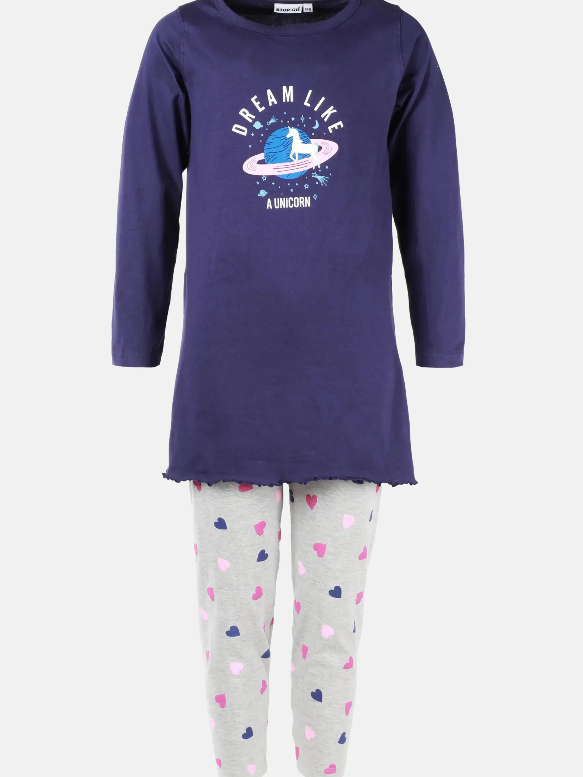 Kinder Stop + Go Mädchen Schlafanzug mit Herzchen