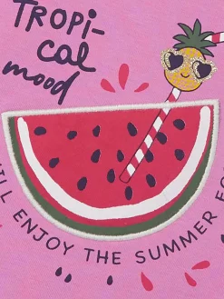 Kinder name it Mädchen Shirt mit Frontprint und Applikation