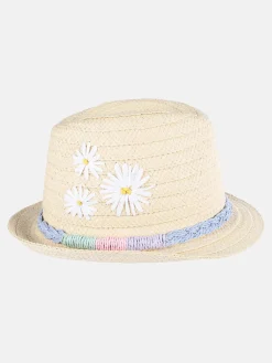 Kinder Stop + Go Mädchen Strohhut mit Bastblumen und Zierband