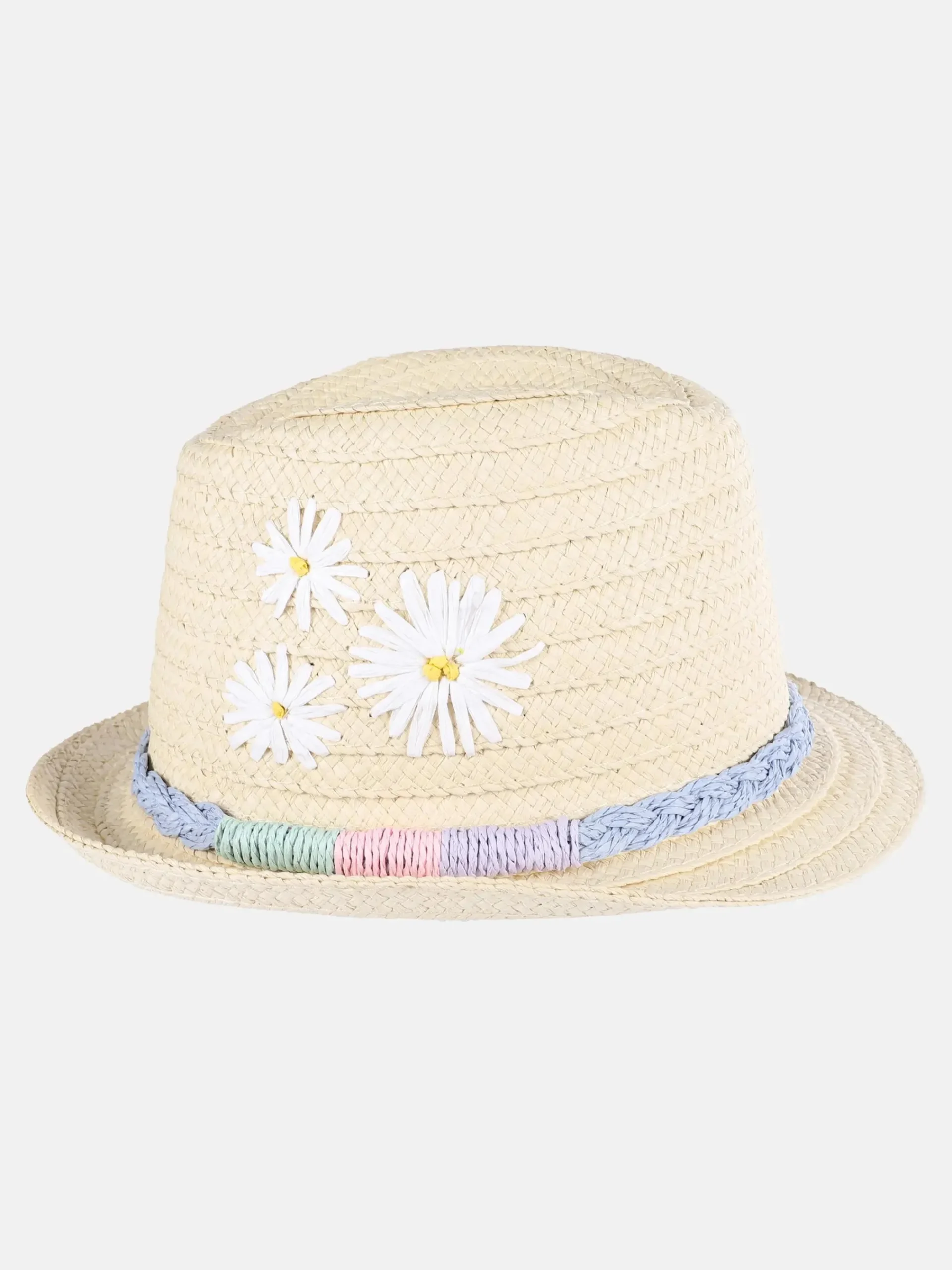 Kinder Stop + Go Mädchen Strohhut mit Bastblumen und Zierband