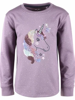 Kinder One Way Mädchen Sweatshirt mit Einhorn Pailletten-Applikation