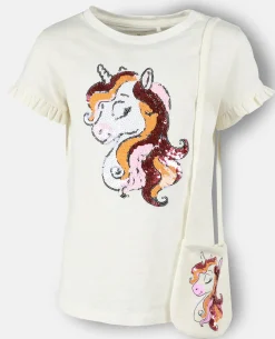 Kinder Bubble Gum Mädchen T-Shirt mit kleiner Tasche und Paillettenprint