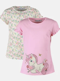 Kinder Stop + Go Mädchen T-Shirts im 2er Pack mit Print