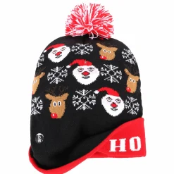 Kinder Stop + Go Mütze im weihnachtlichen Stil mit Bommel