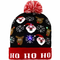 Kinder Stop + Go Mütze im weihnachtlichen Stil mit Bommel