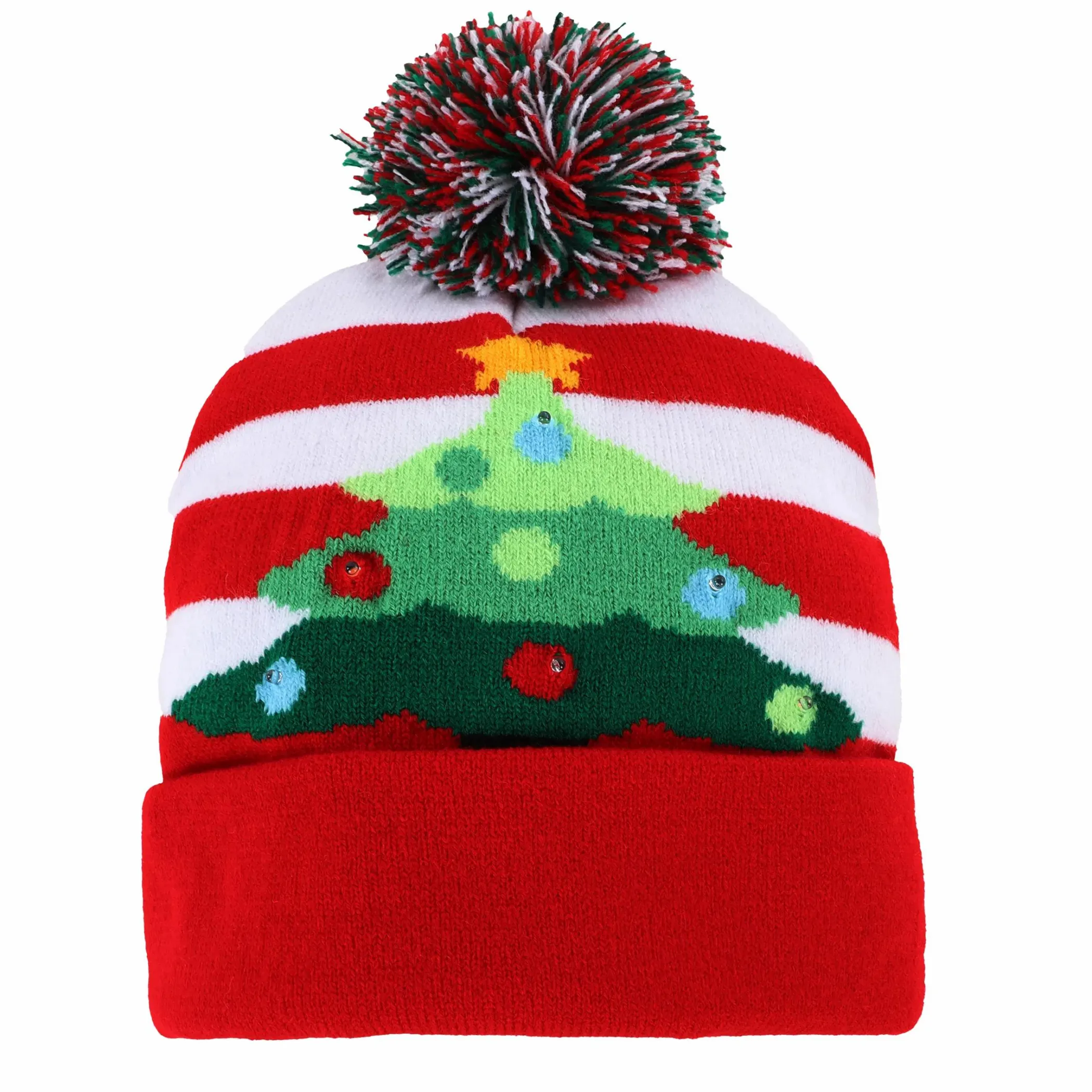 Kinder Stop + Go Mütze im weihnachtlichen Stil mit Bommel