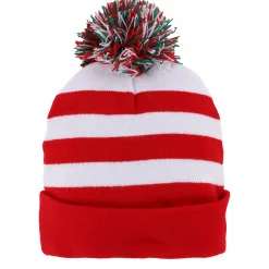 Kinder Stop + Go Mütze im weihnachtlichen Stil mit Bommel