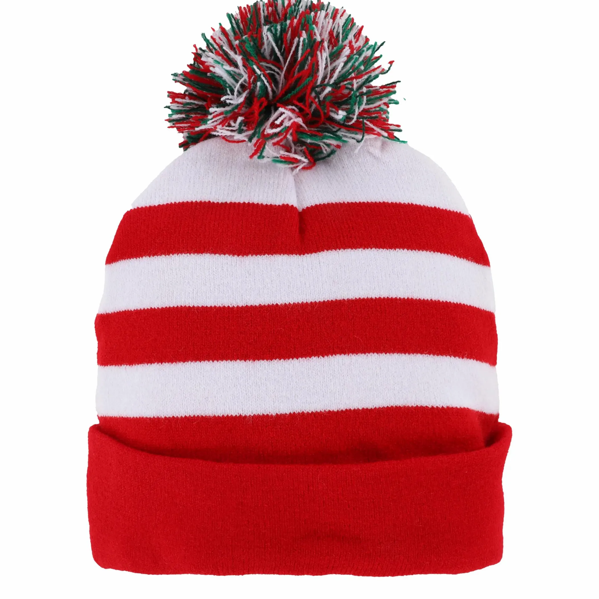 Kinder Stop + Go Mütze im weihnachtlichen Stil mit Bommel