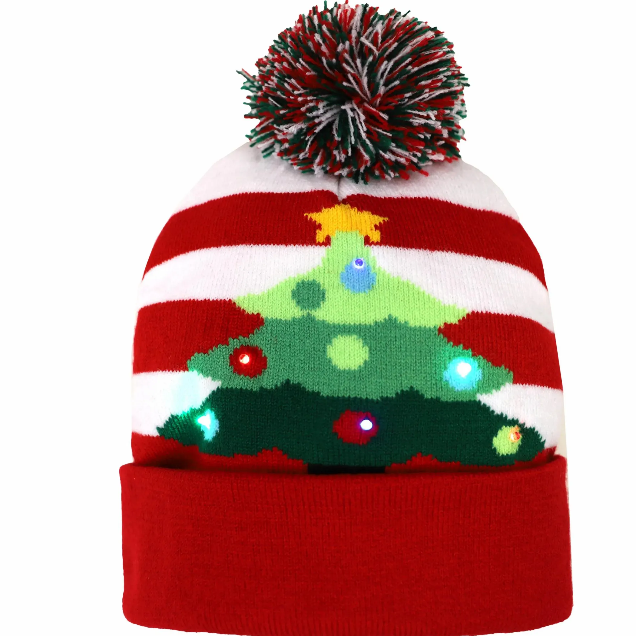 Kinder Stop + Go Mütze im weihnachtlichen Stil mit Bommel