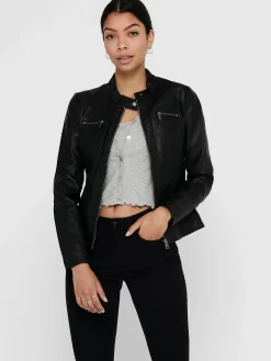 Damen Only BANDIT PU BIKER NOOS Lederimitatjacke