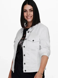 Damen Only Carmakoma CARWESPA LS JACKET WH Jeansjacke