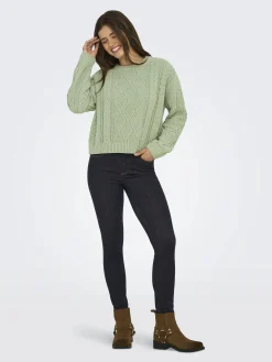 Damen Only ONLELLY LIFE LS CABLE Strickpullover