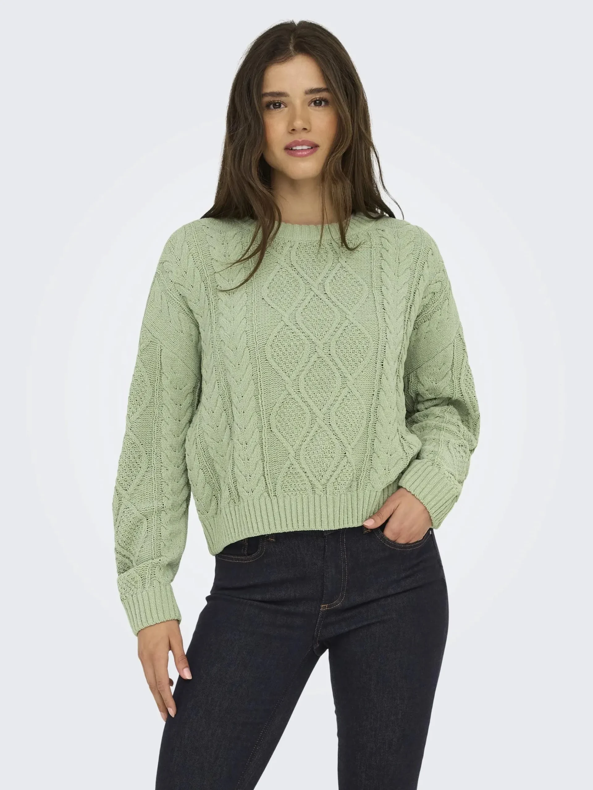 Damen Only ONLELLY LIFE LS CABLE Strickpullover