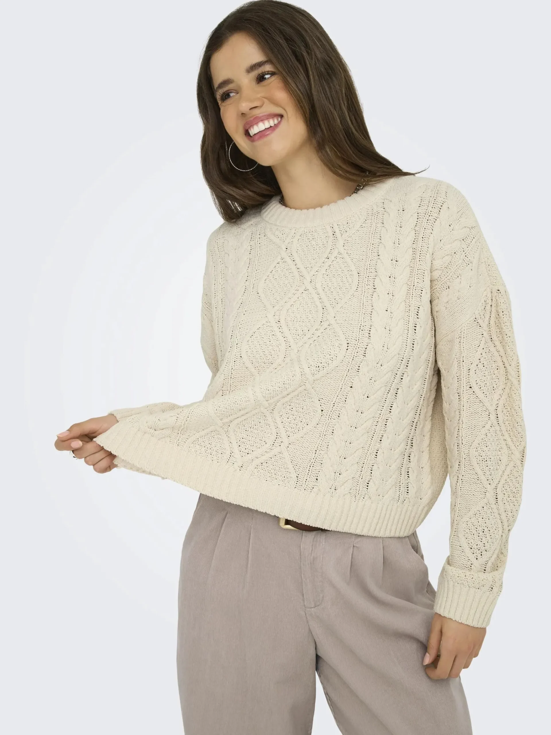 Damen Only ONLELLY LIFE LS CABLE Strickpullover