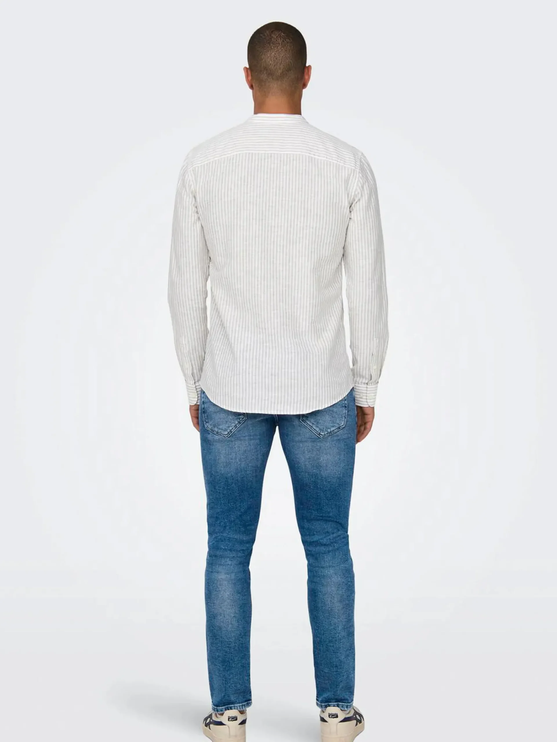 Herren Only & Sons Only&Sons ONSCAIDEN LS MAO STRIPE LINEN Baumwollhemd