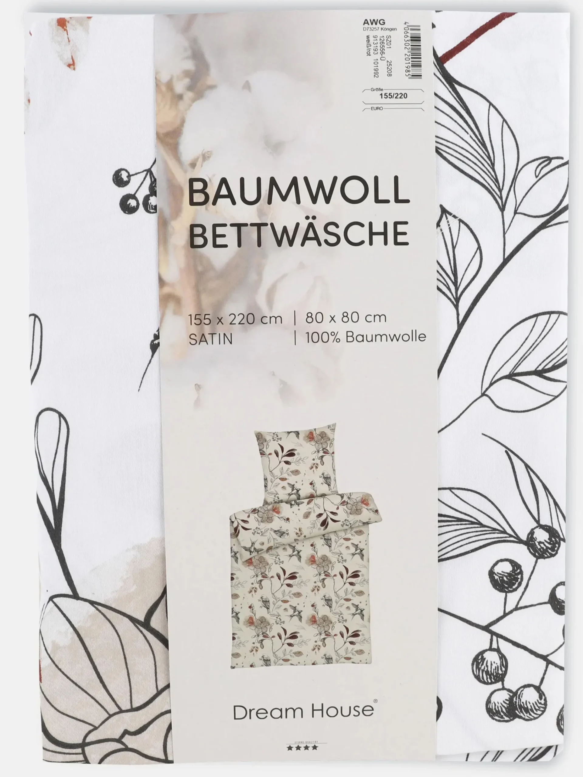 Dream House Satinbettwäsche "Bird" 155x220cm