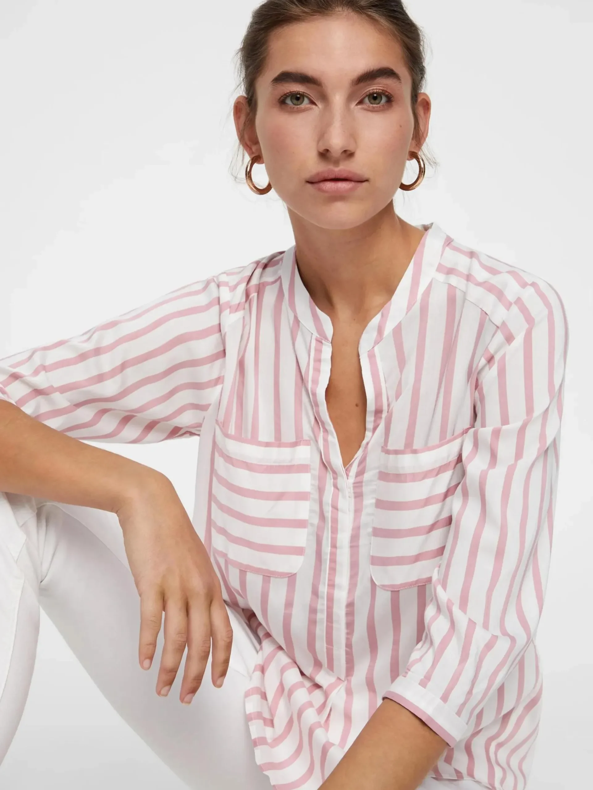 Damen Vero Moda VMERIKA STRIPE 3/4 SH Bluse mit 3/4 Arm