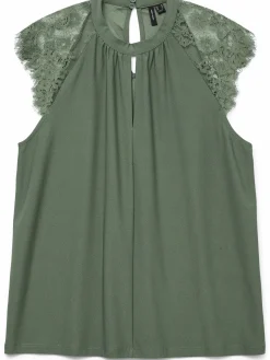 Damen Vero Moda VMMILLA SL LACE TEE G Spitzentop