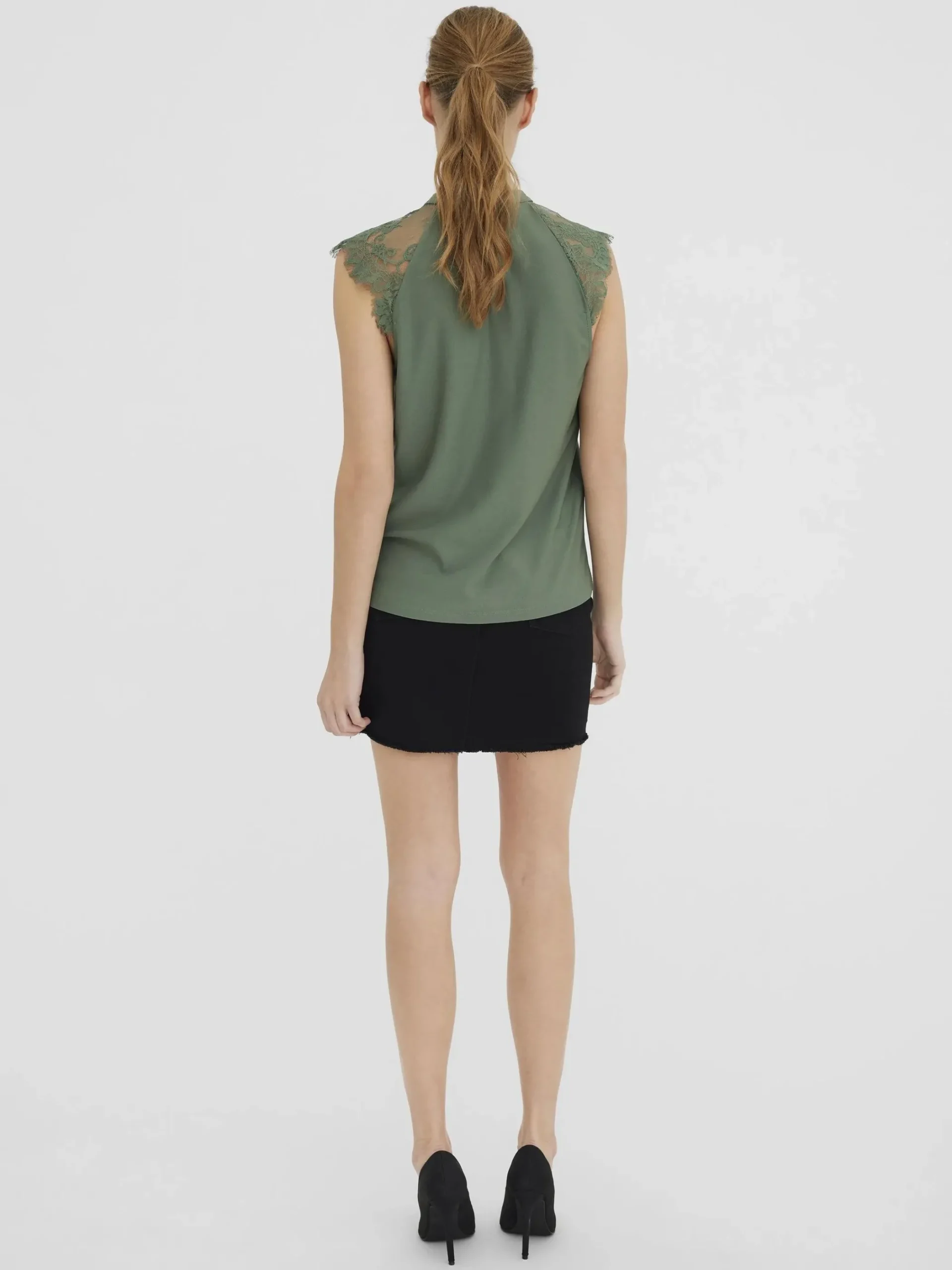 Damen Vero Moda VMMILLA SL LACE TEE G Spitzentop