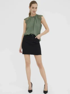 Damen Vero Moda VMMILLA SL LACE TEE G Spitzentop