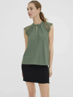 Damen Vero Moda VMMILLA SL LACE TEE G Spitzentop