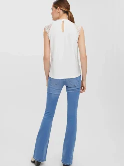Damen Vero Moda VMMILLA SL LACE TEE G Spitzentop