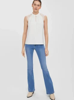 Damen Vero Moda VMMILLA SL LACE TEE G Spitzentop