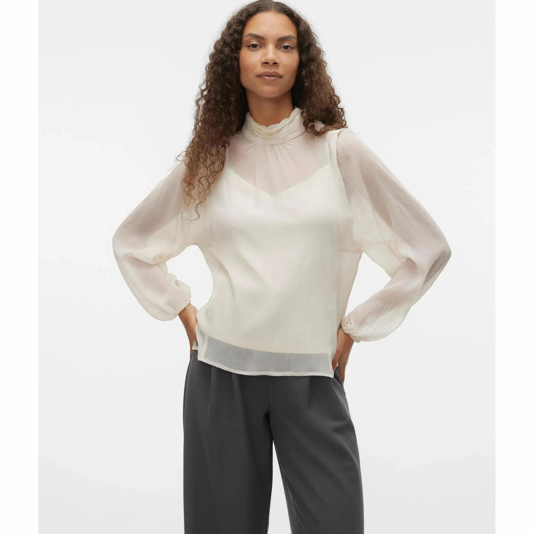 Damen Vero Moda VMRHEA LS TOP WVN GA Blusenshirt