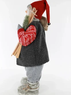 Weihnachten Weihnachtsmann stehend mit Skiern und Päckchen 60cm