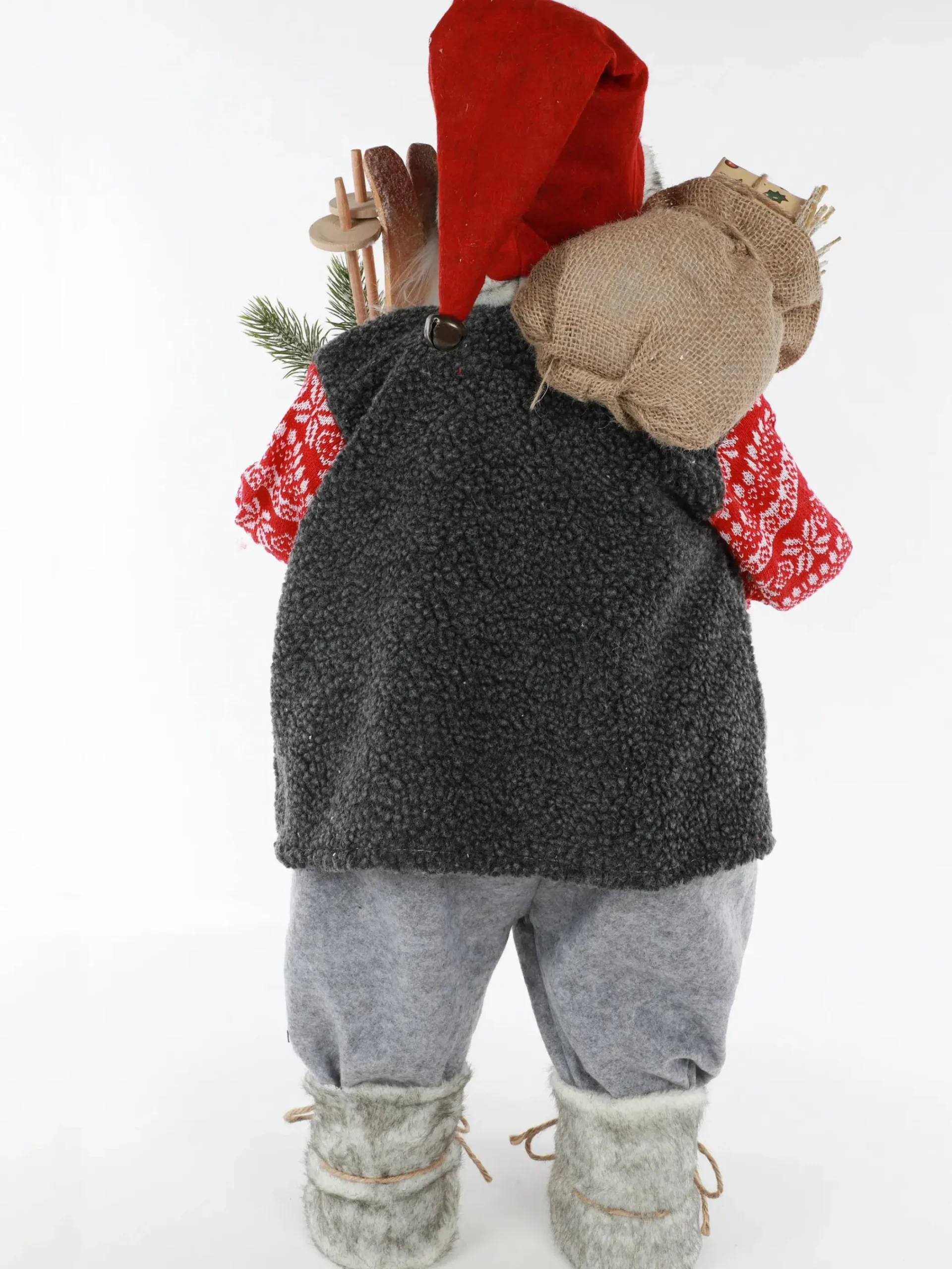 Weihnachten Weihnachtsmann stehend mit Skiern und Päckchen 60cm